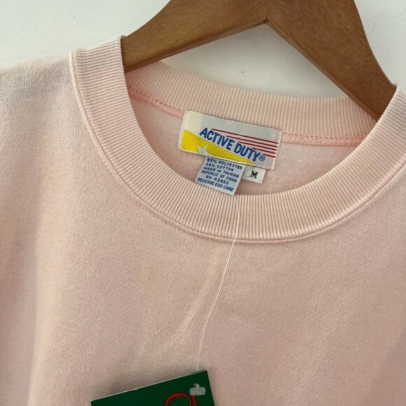 Vintage Active Duty Y2K Christmas Bear Pink Sweat Shirt Sz Med - Picture 3 of 8